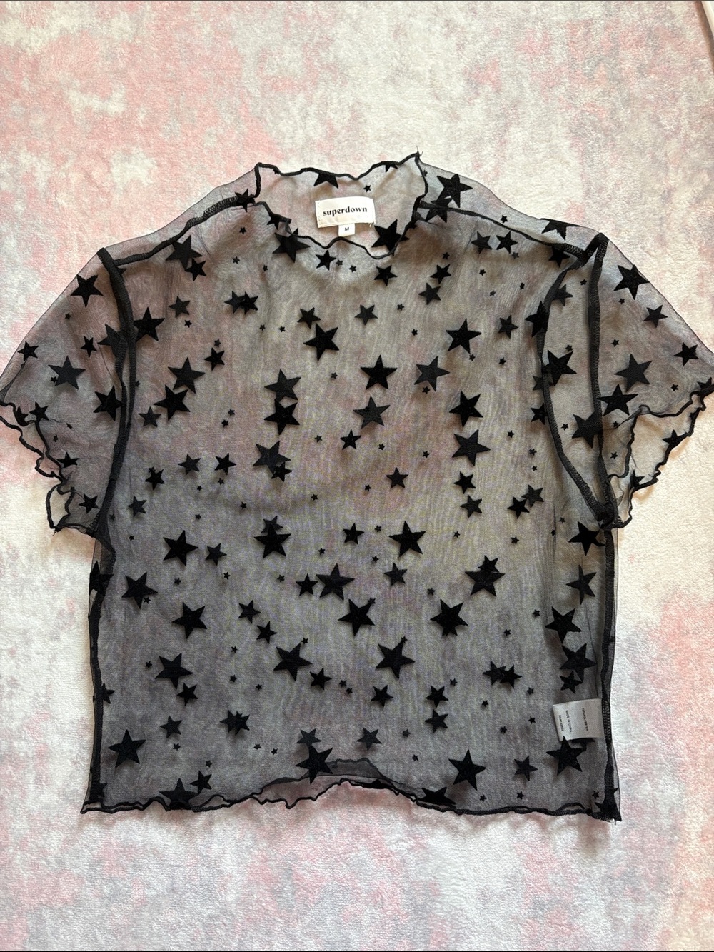 superdown Black Star Mesh Short Sleeve Tee